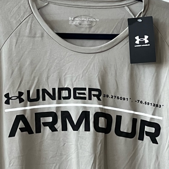 Under Armour 🆕 Big & Tall size: 2XLT Wordmark Tech 2.0 Tee khaki gray - Picture 4 of 8